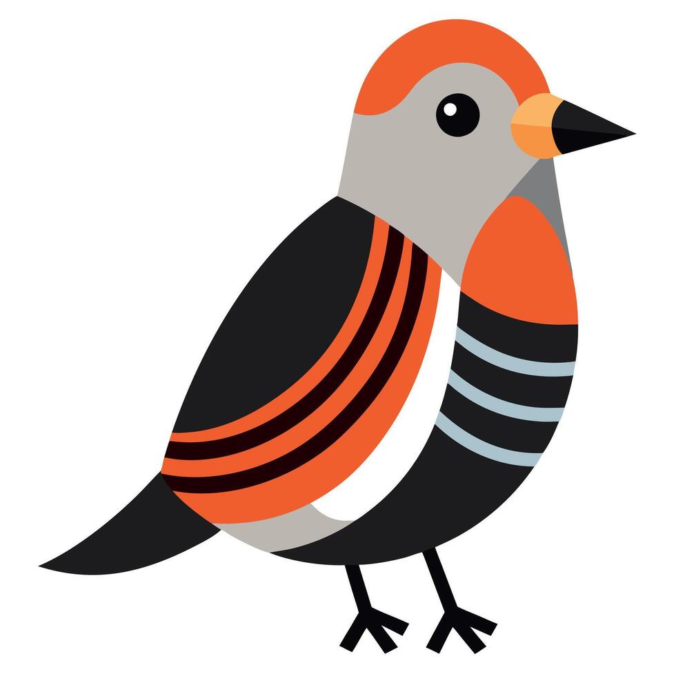 Galapagos Finch bird stands kawaii vector