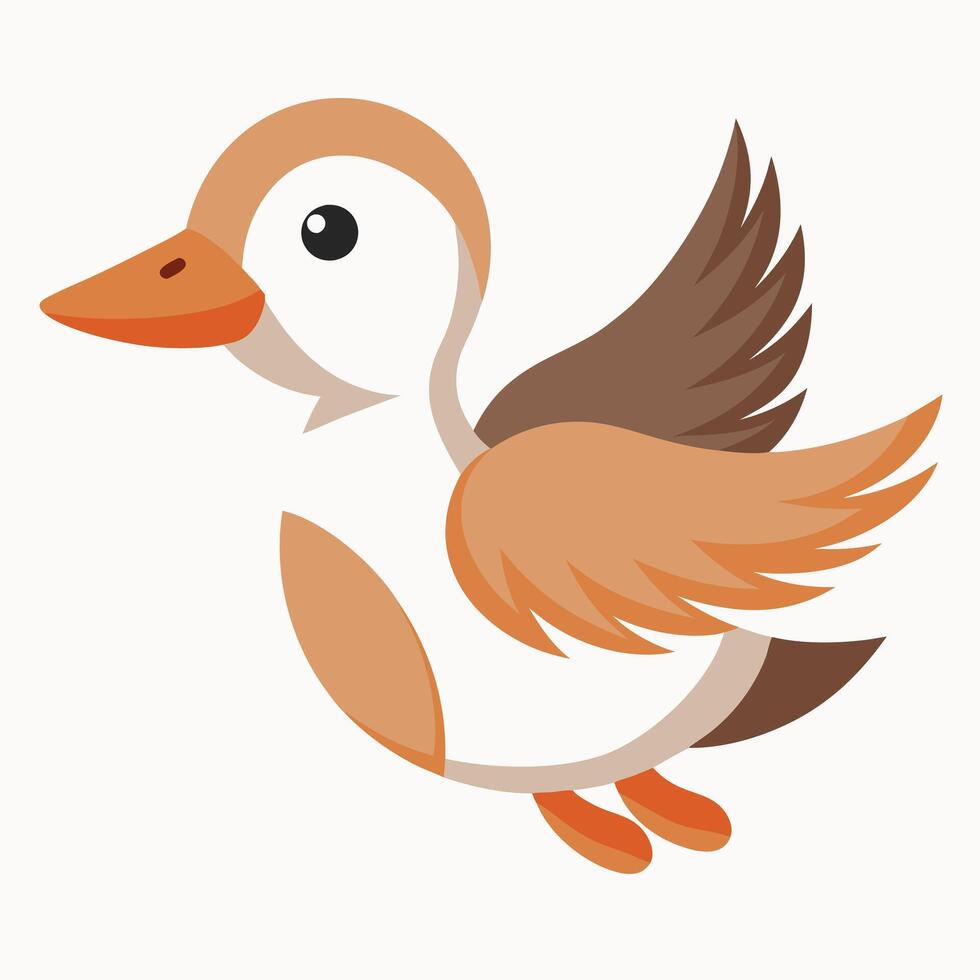 Gadwall bird flies kawaii vector
