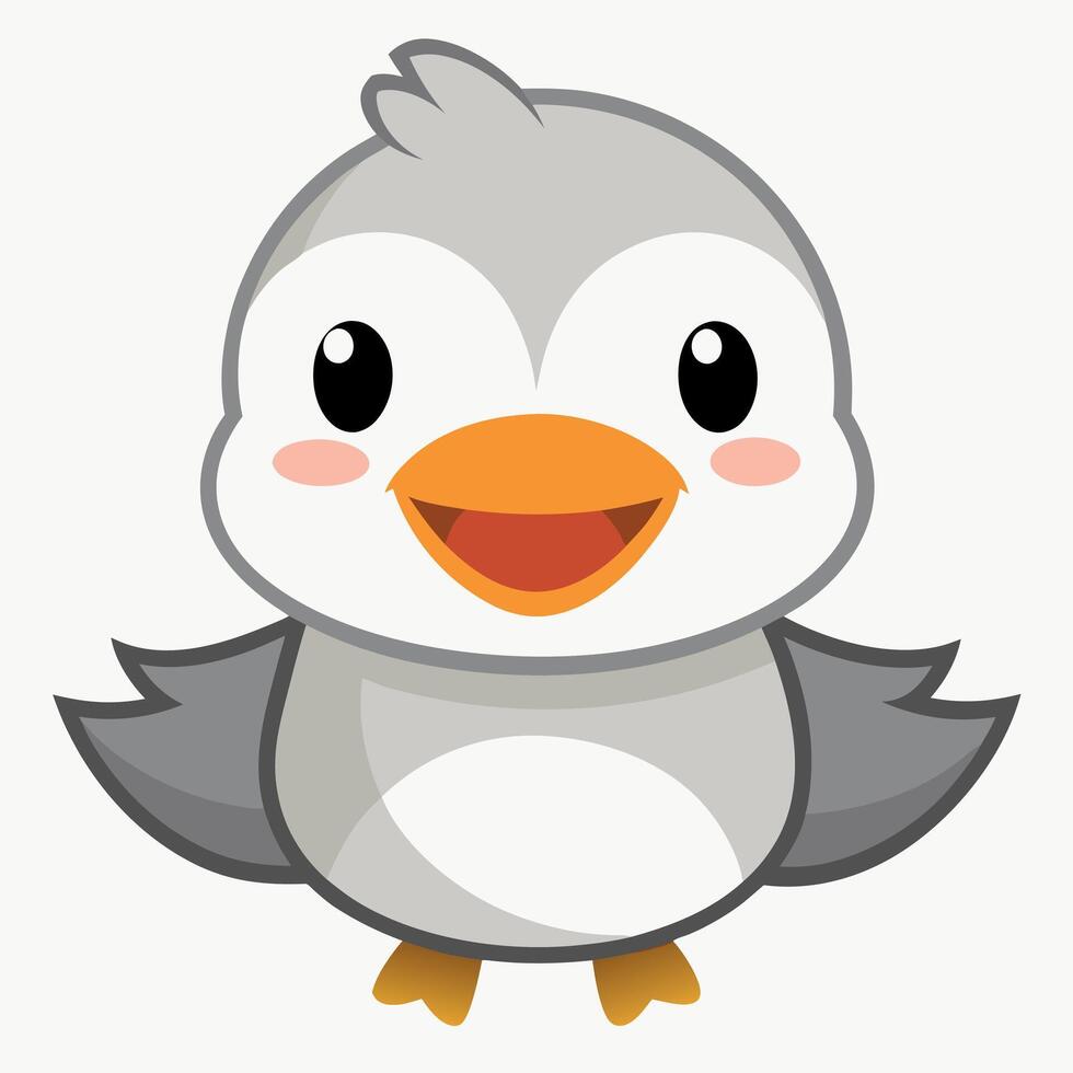 Gadwall bird smiles kawaii vector