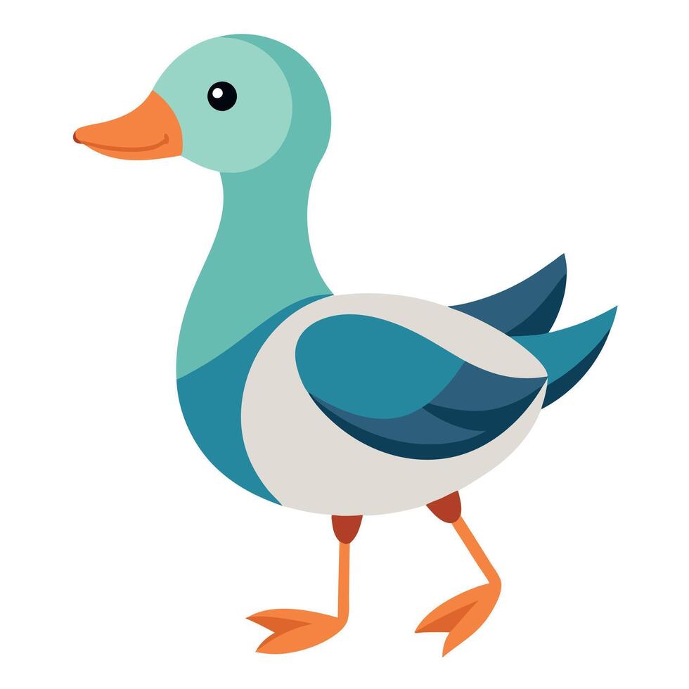 Gadwall bird walks kawaii vector