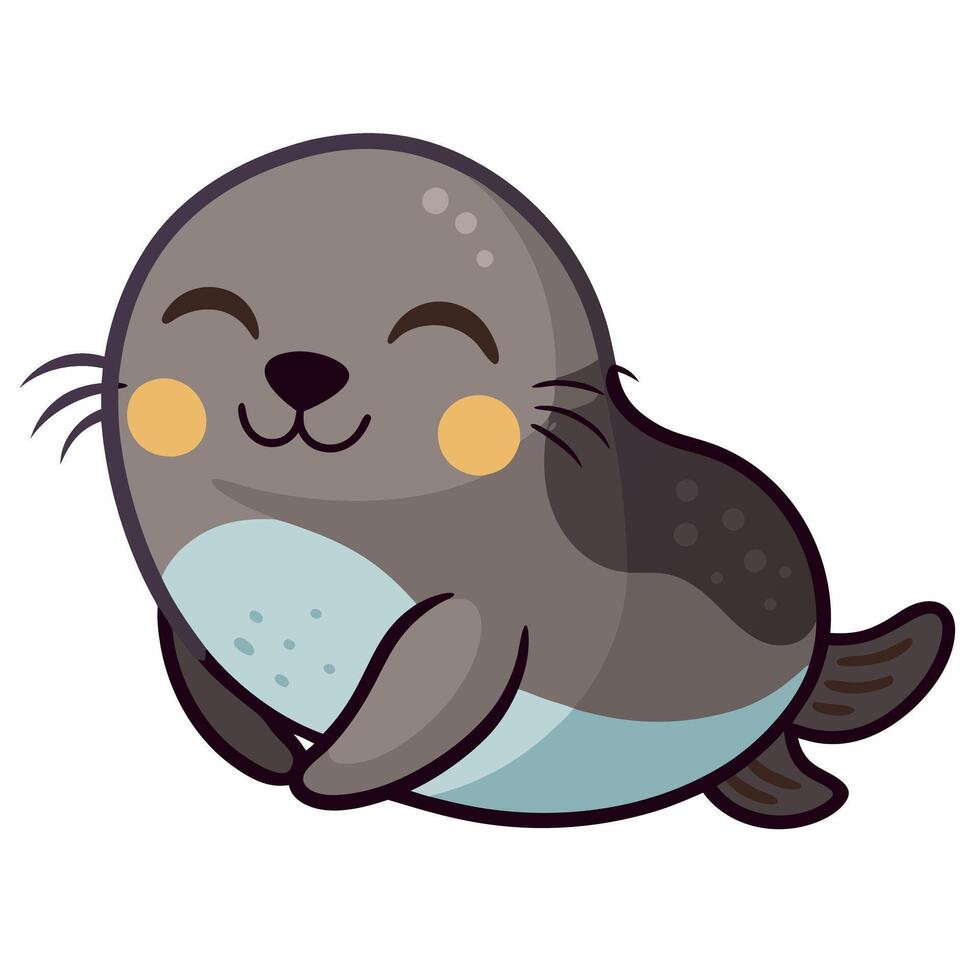 Galapagos Fur Seal sleeps kawaii vector
