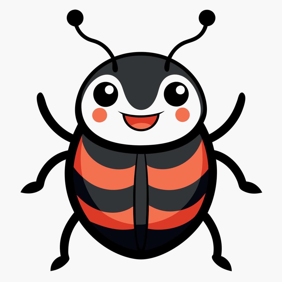 Fungus Beetle bug smiles kawaii vector