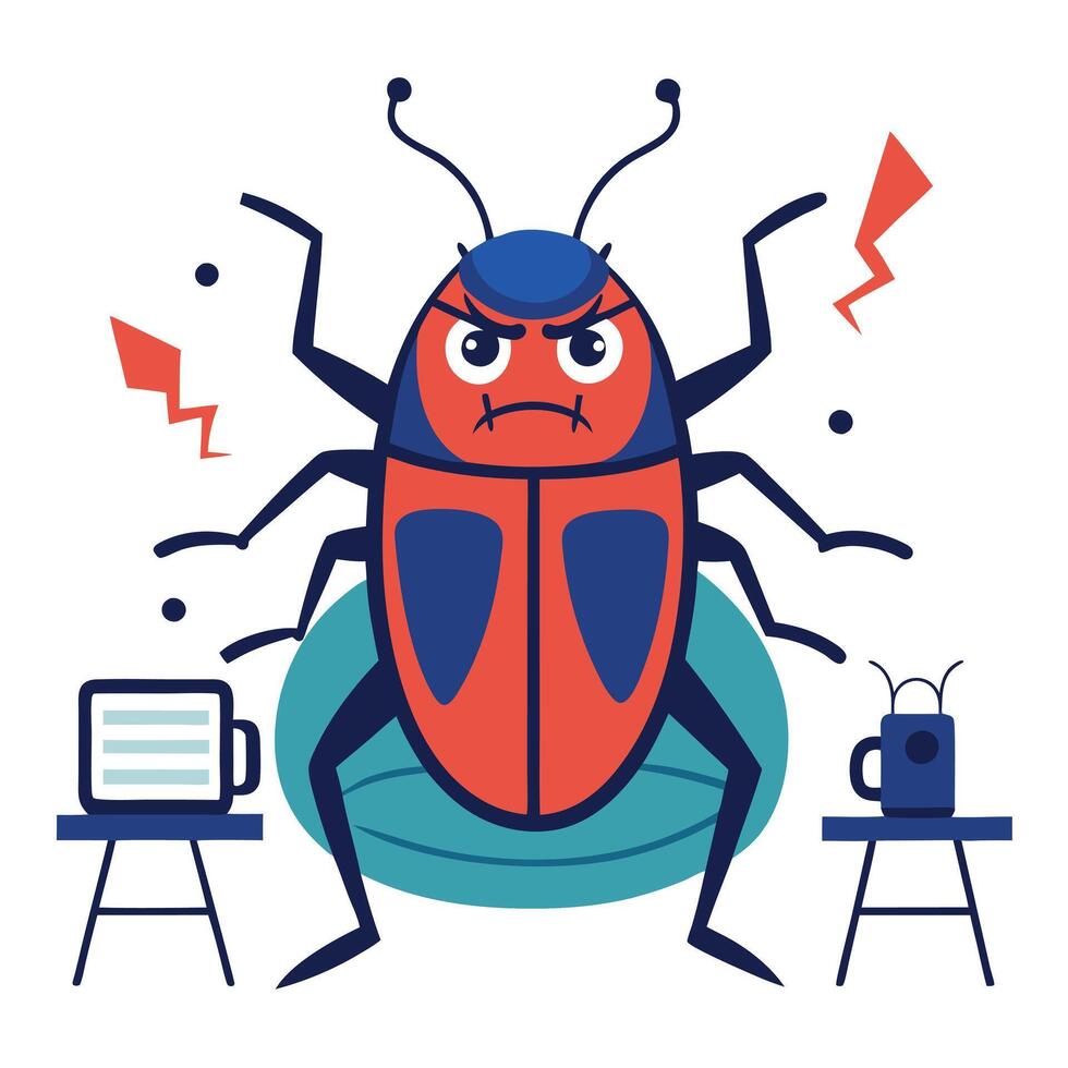 Furniture Beetle bug angry kawaii vector