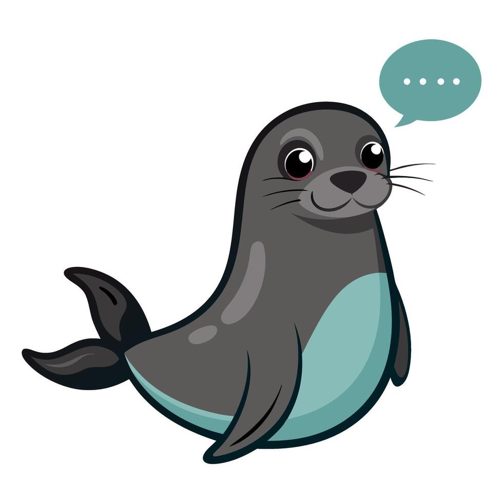 Galapagos Fur Seal speaks kawaii vector