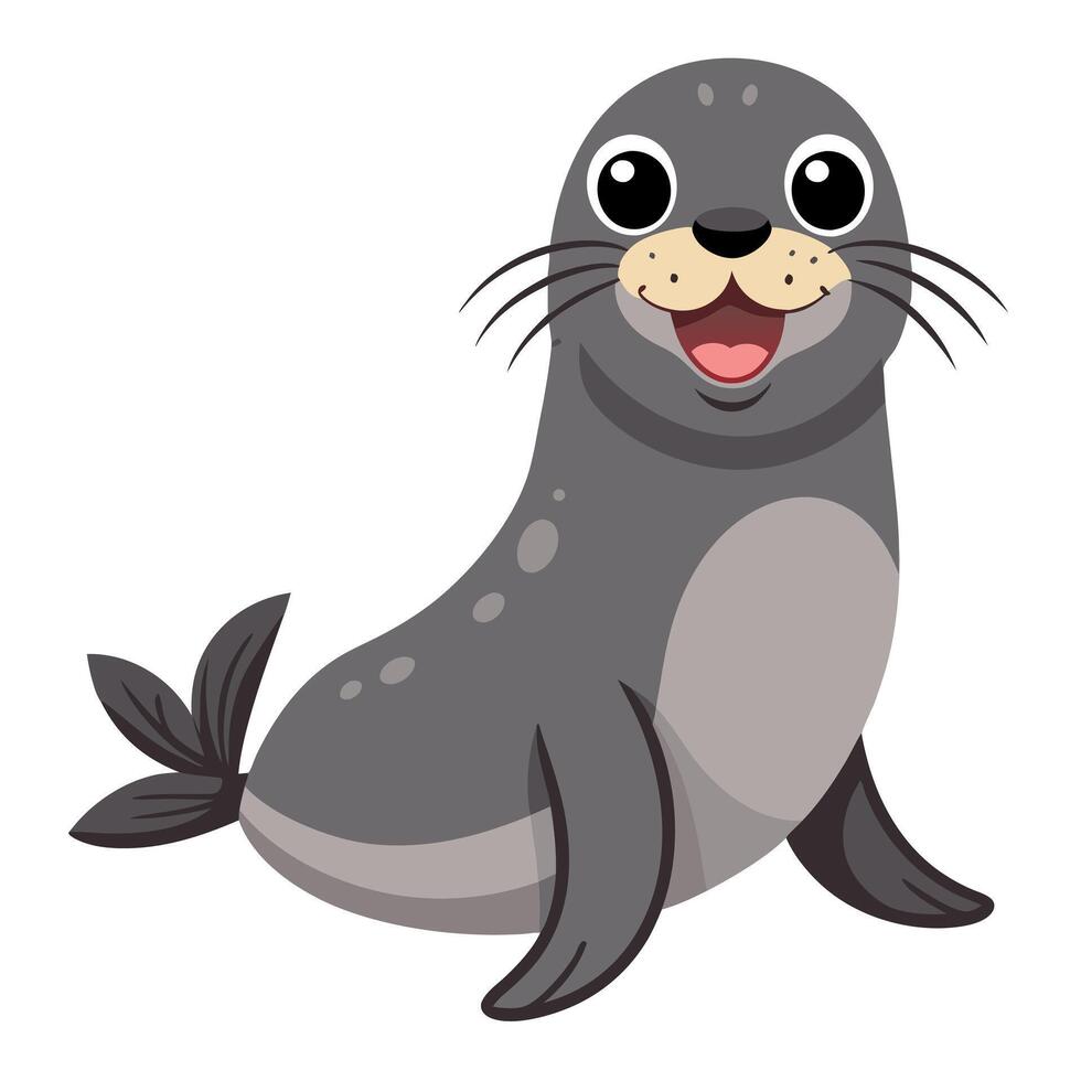 Galapagos Fur Seal smiles kawaii vector