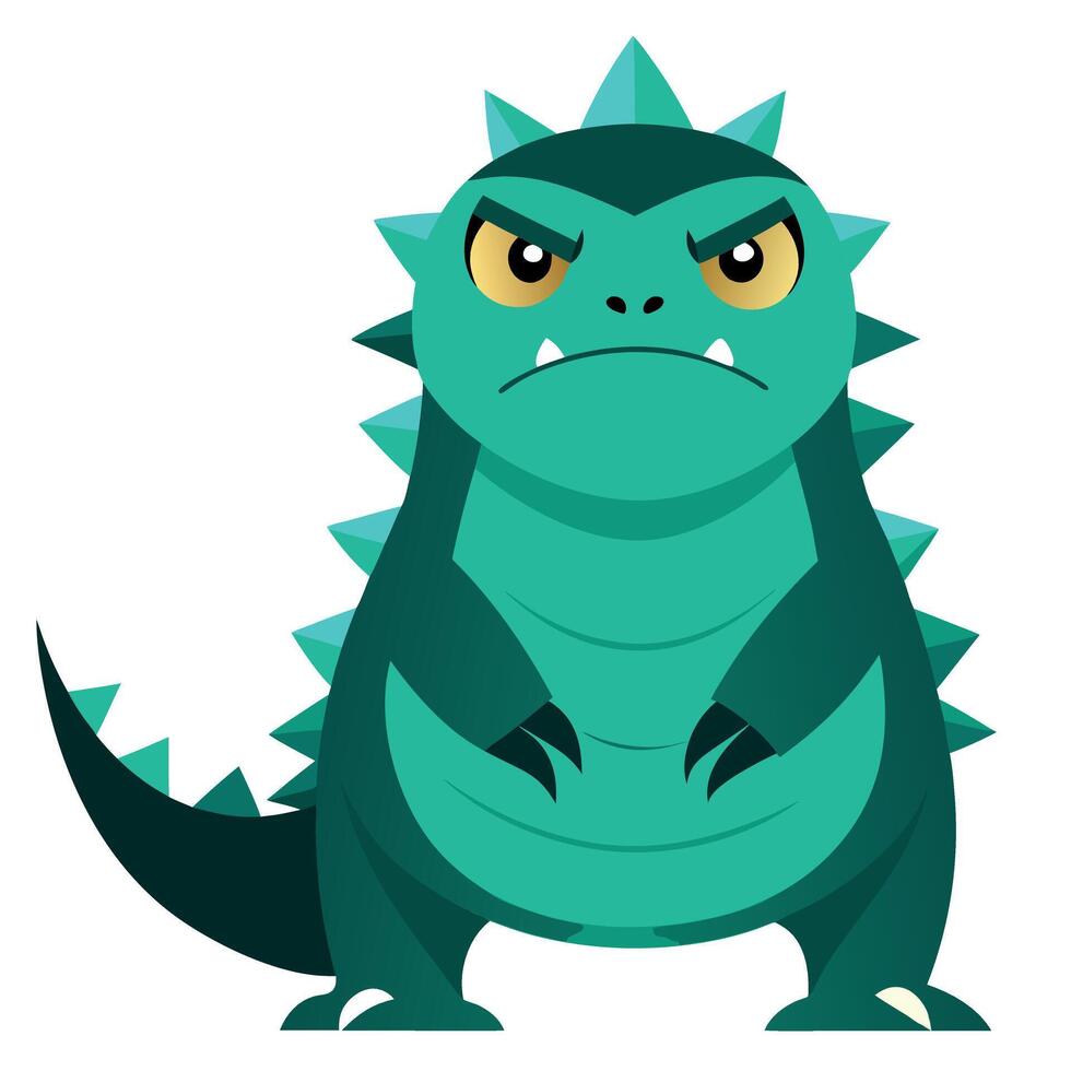 Galapagos Marine Iguana angry kawaii vector