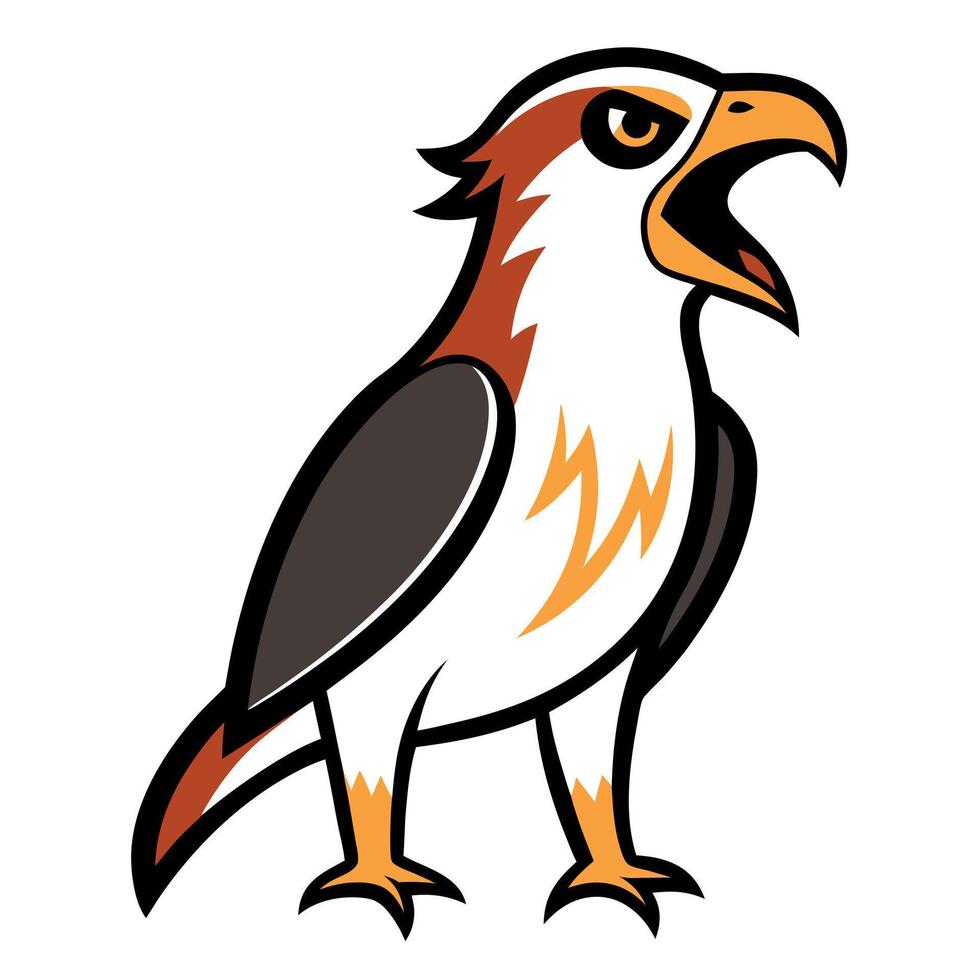 Galapagos Hawk bird screams kawaii vector