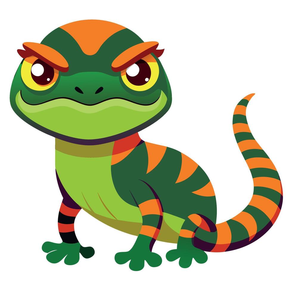 Galapagos Gecko lizard angry kawaii vector