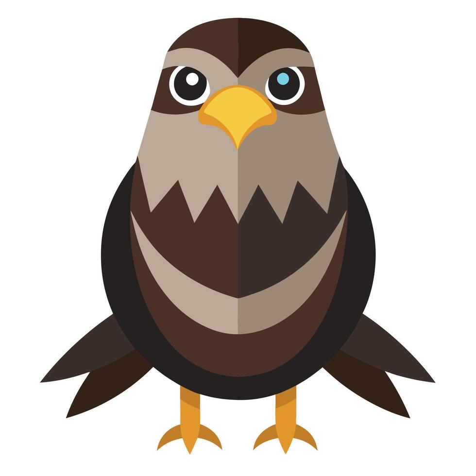 Galapagos Hawk bird sits kawaii vector