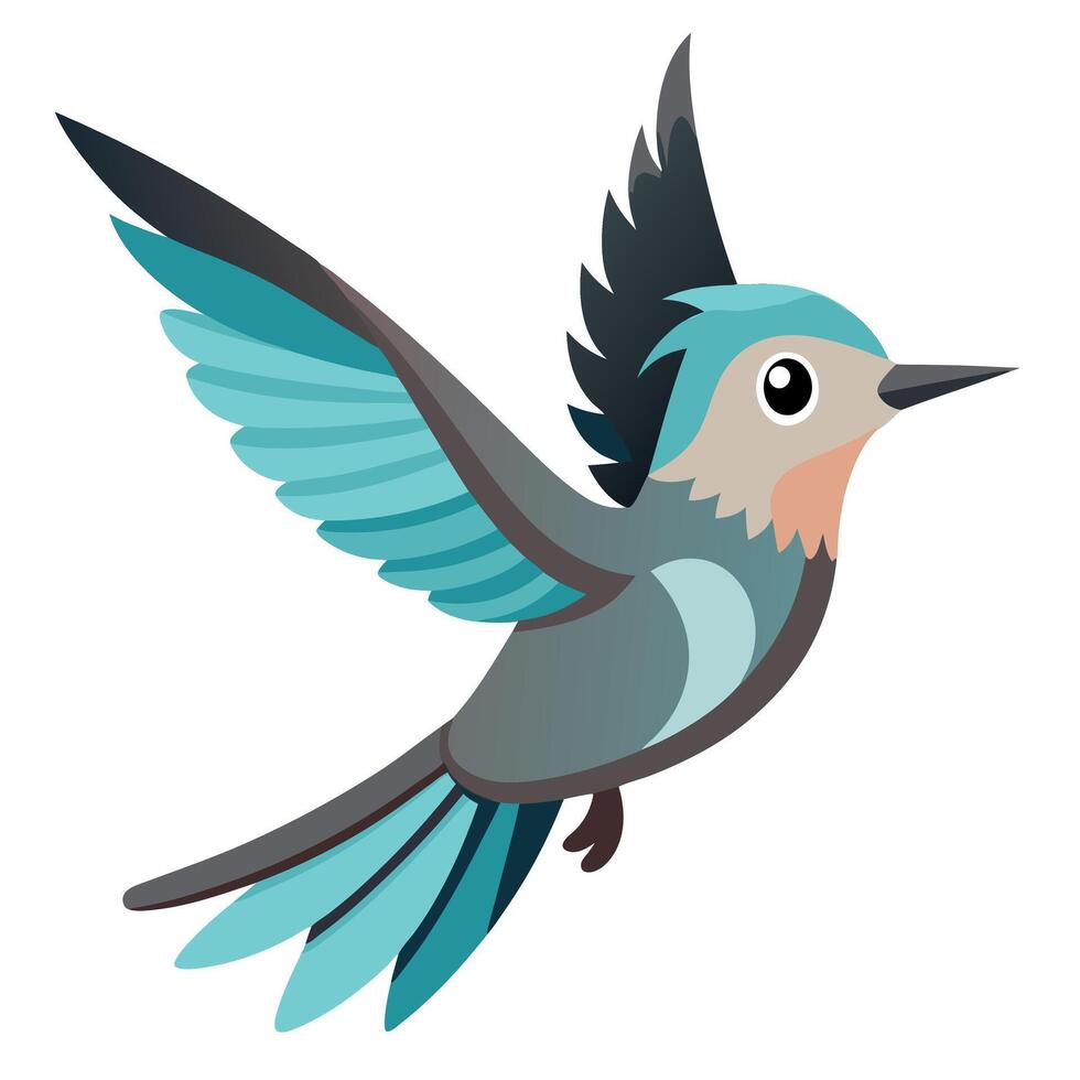 Galapagos Mockingbird bird flies kawaii vector