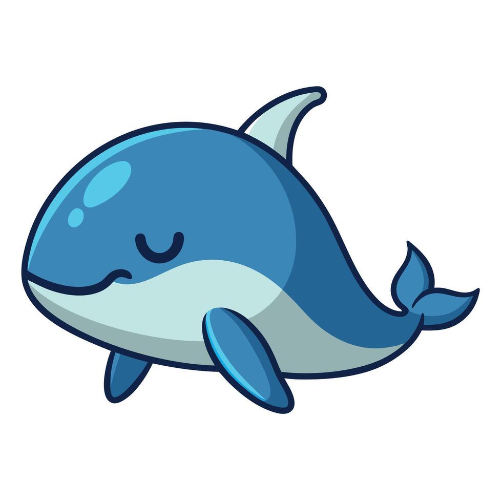 Galapagos Minke Whale fish sleeps kawaii vector