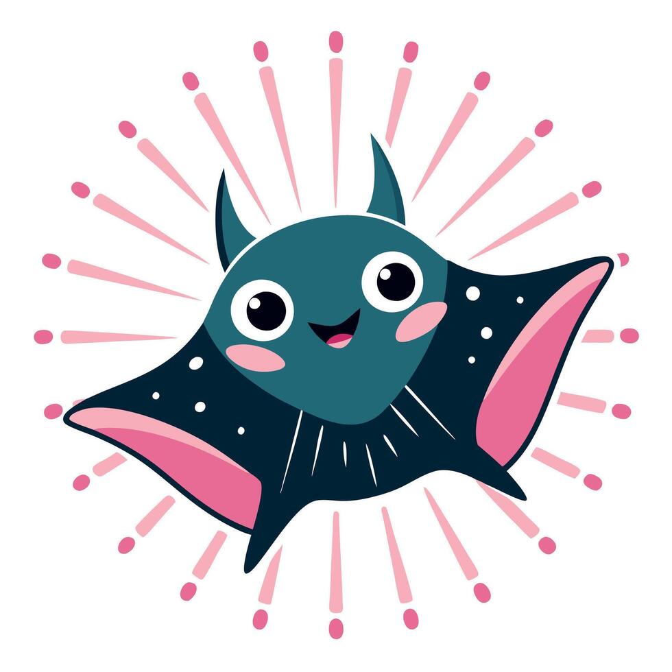 Galapagos Rays fish looks kawaii vector
