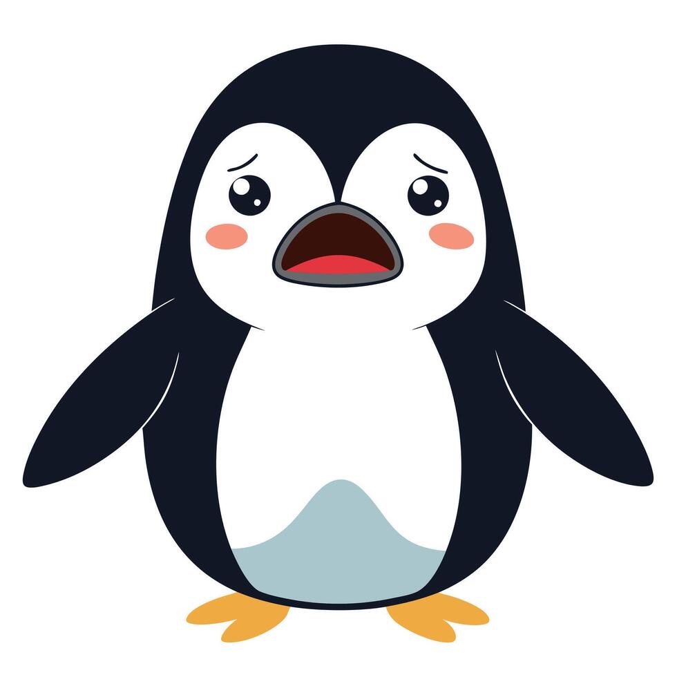 Galapagos Penguin cries kawaii vector