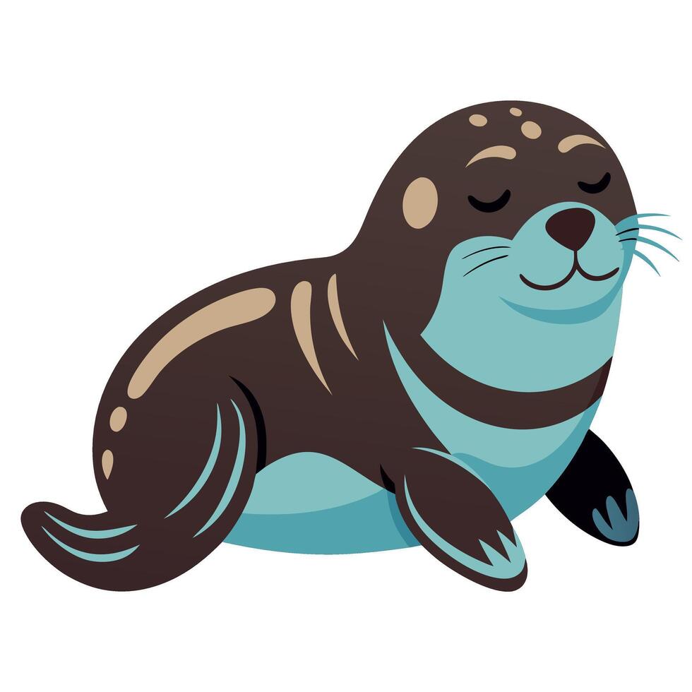 Galapagos Sea Lion sleeps kawaii vector
