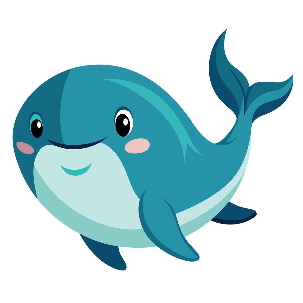 Galapagos Whale fish smiles kawaii vector