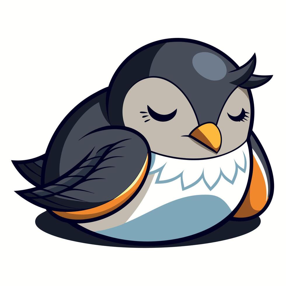 Galapagos Storm Petrel Bird sleeps kawaii vector