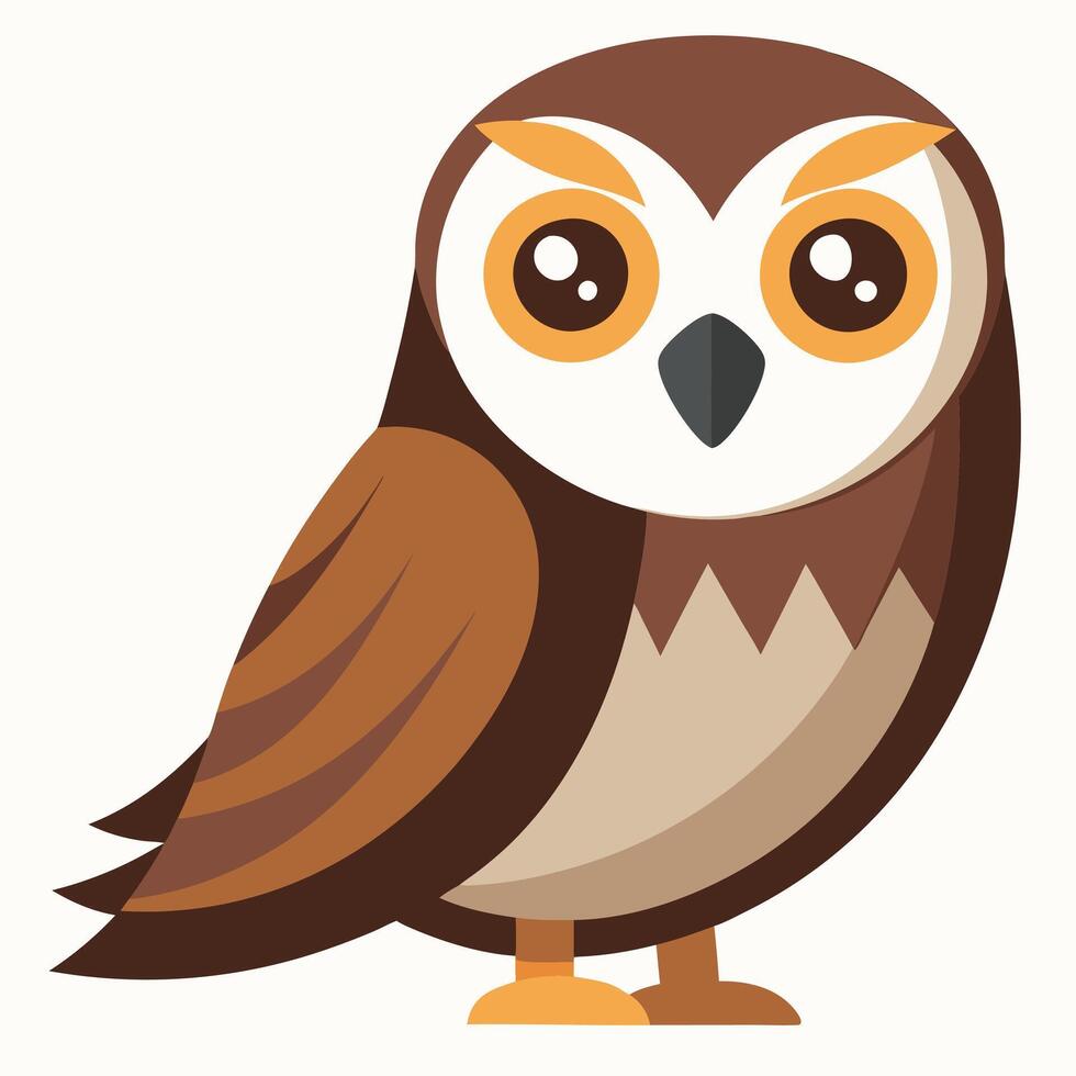 Galapagos Short-Eared Owl bird knocks kawaii vector