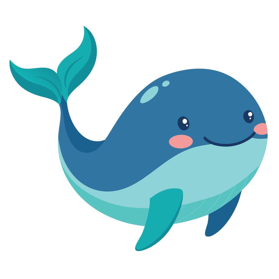 Galapagos Sperm Whale fish goes kawaii vector
