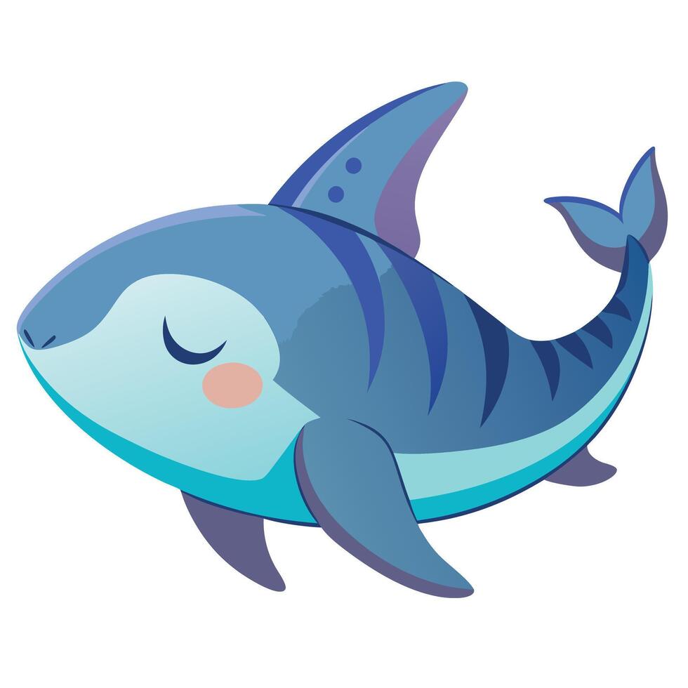 Galapagos Shark fish sleeps kawaii vector