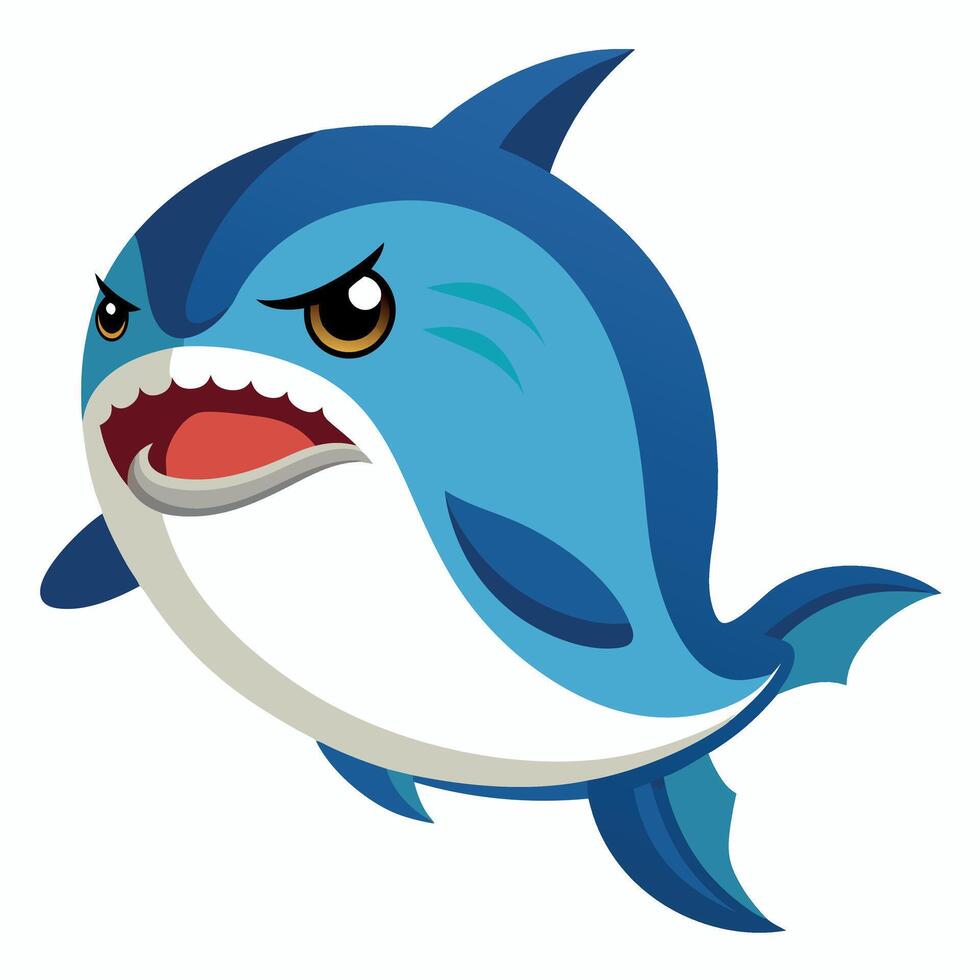 Galapagos Whale fish angry kawaii vector