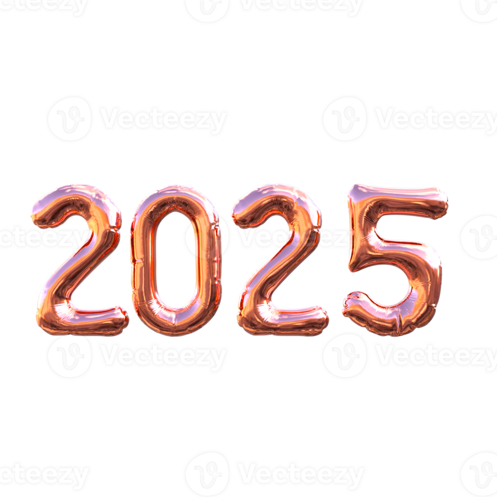 3d number new year 2025 on transparent background png