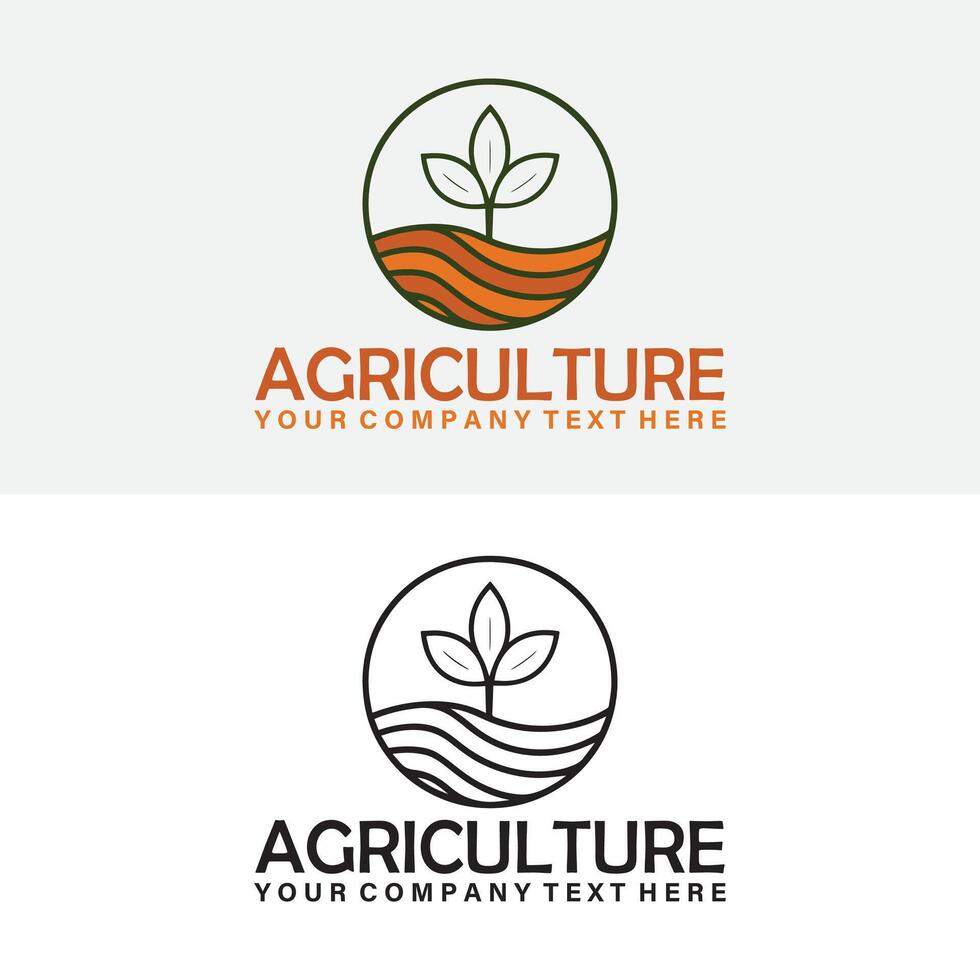landscape, agriculture and lawn care farm natural logo design vector