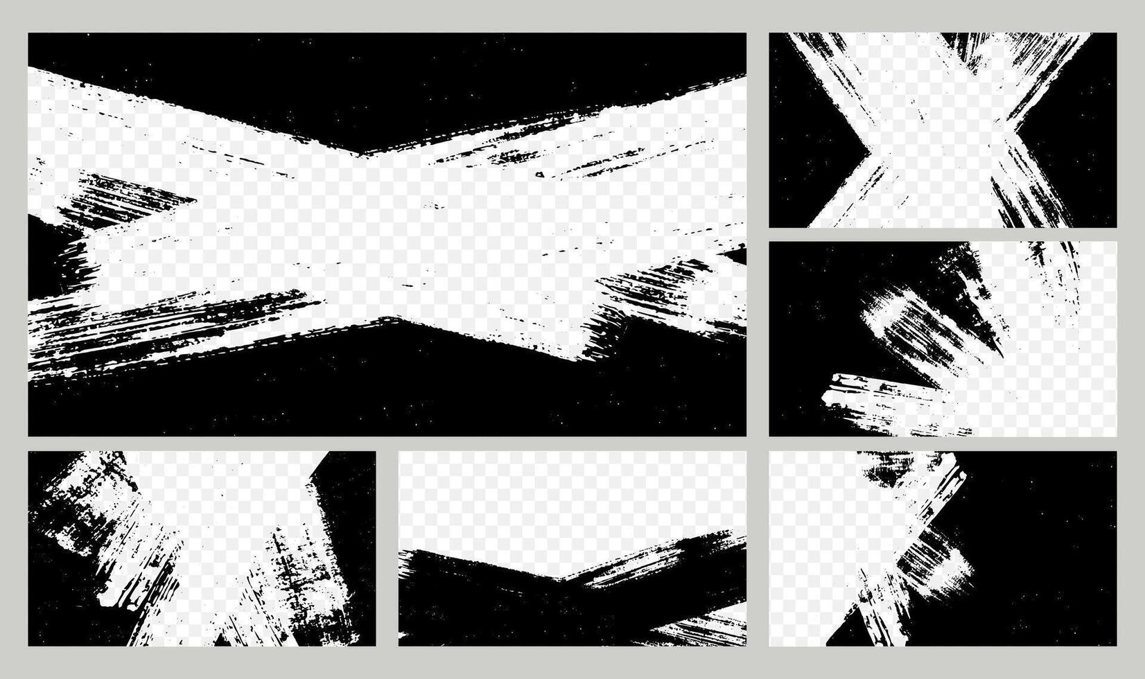 Grunge brush banners. channel banner with overlay textured border. Cover design template with hole for multimedia player. Abstract mess poster for social media. concept vector