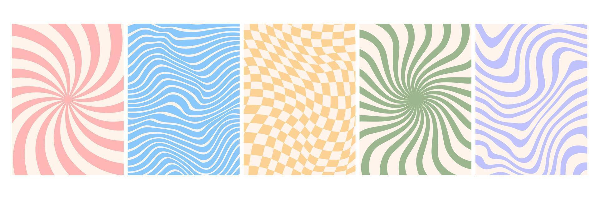 Groovy backgrounds. Comic 70s psychedelic texture. Retro funky pattern with hippie vibes with wavy, twisty swirl print. Vintage 60s texture prints graphic design template. Abstract backdrops vector