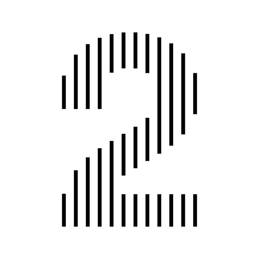 Number 2 Logo Icon Geometric Vertical Stripe Lines vector