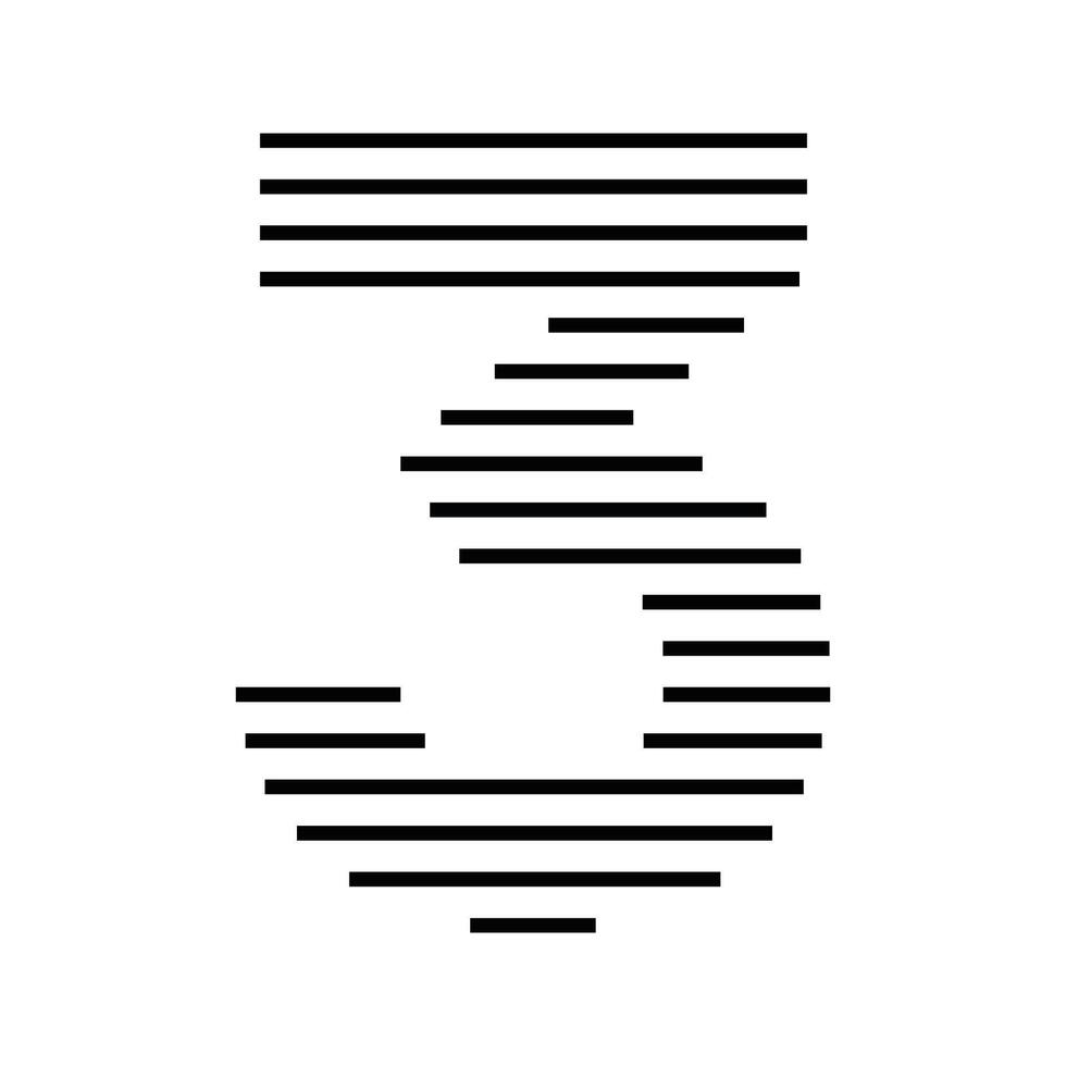Number 3 Logo Icon Geometric Horizontal Stripe Lines vector