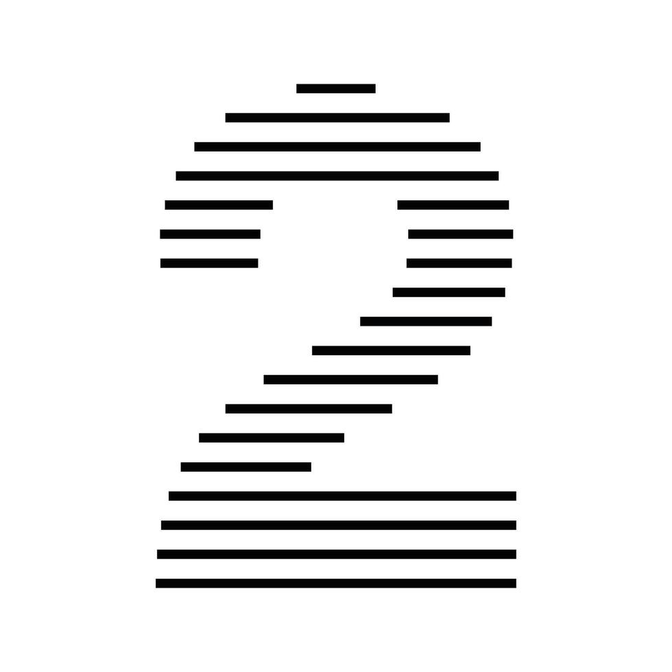 Number 2 Logo Icon Geometric Horizontal Stripe Lines vector