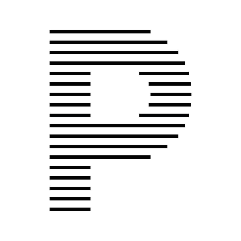Letter P Initial Monogram Logo Icon Geometric Horizontal Stripe Lines vector