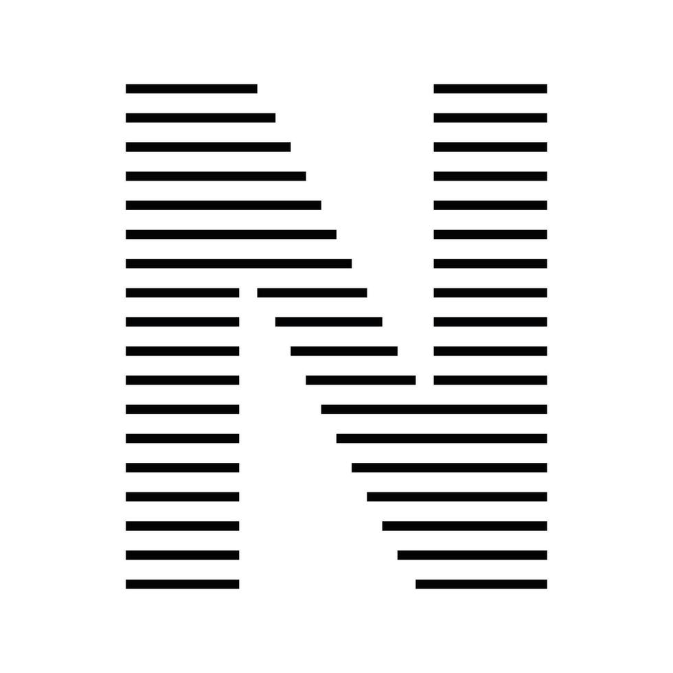 Letter N Initial Monogram Logo Icon Geometric Horizontal Stripe Lines vector