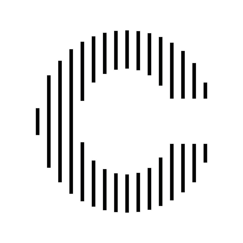 Letter C Initial Monogram Logo Icon Geometric Vertical Stripe Lines vector