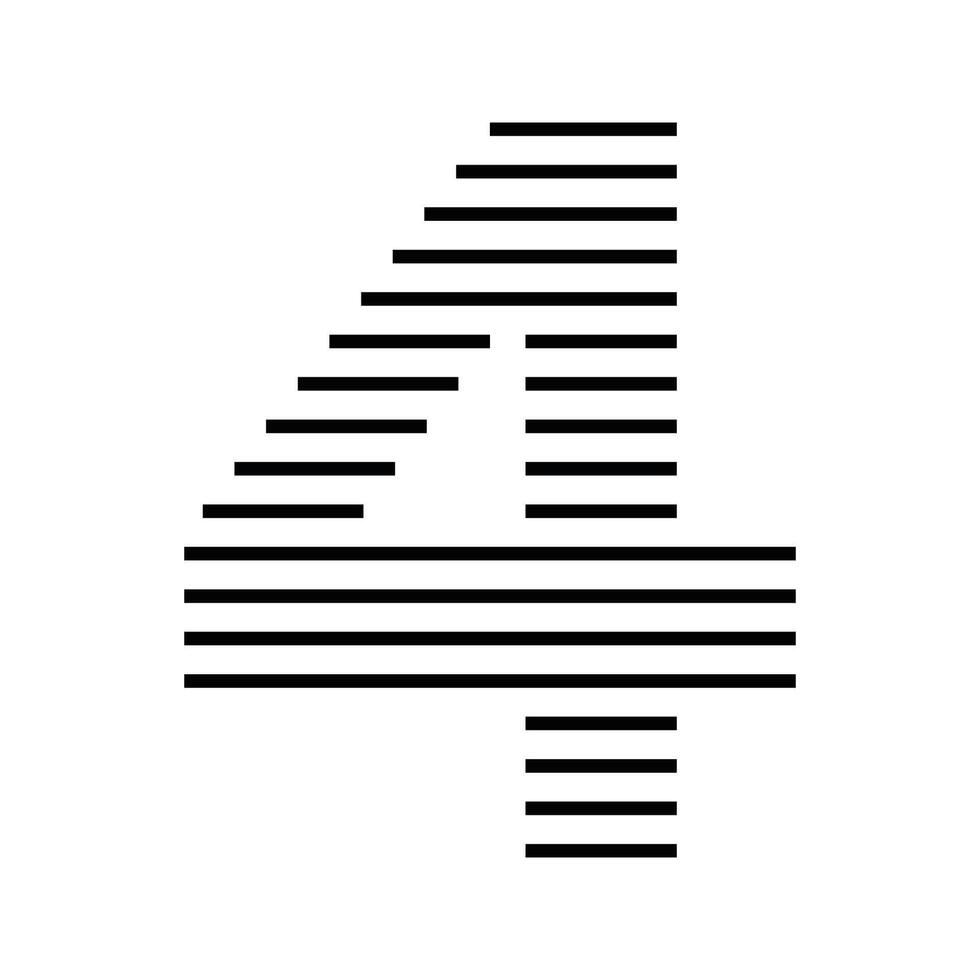 Number 4 Logo Icon Geometric Horizontal Stripe Lines vector