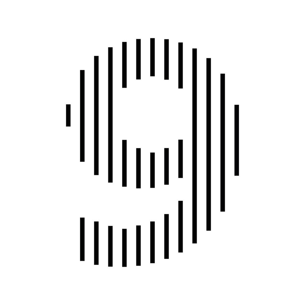 Number 9 Logo Icon Geometric Vertical Stripe Lines vector