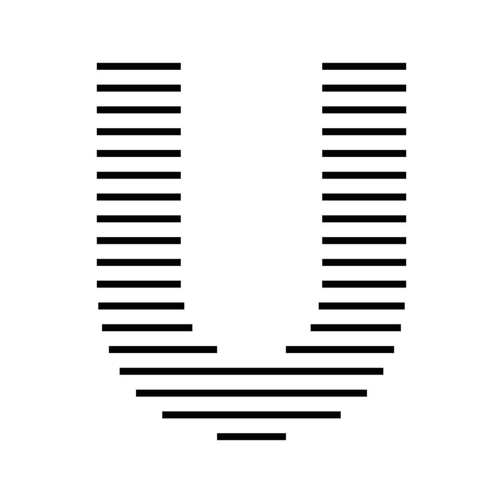 Letter U Initial Monogram Logo Icon Geometric Horizontal Stripe Lines vector