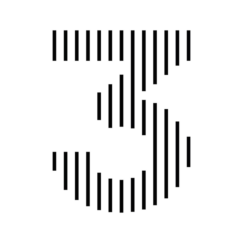 Number 3 Logo Icon Geometric Vertical Stripe Lines vector
