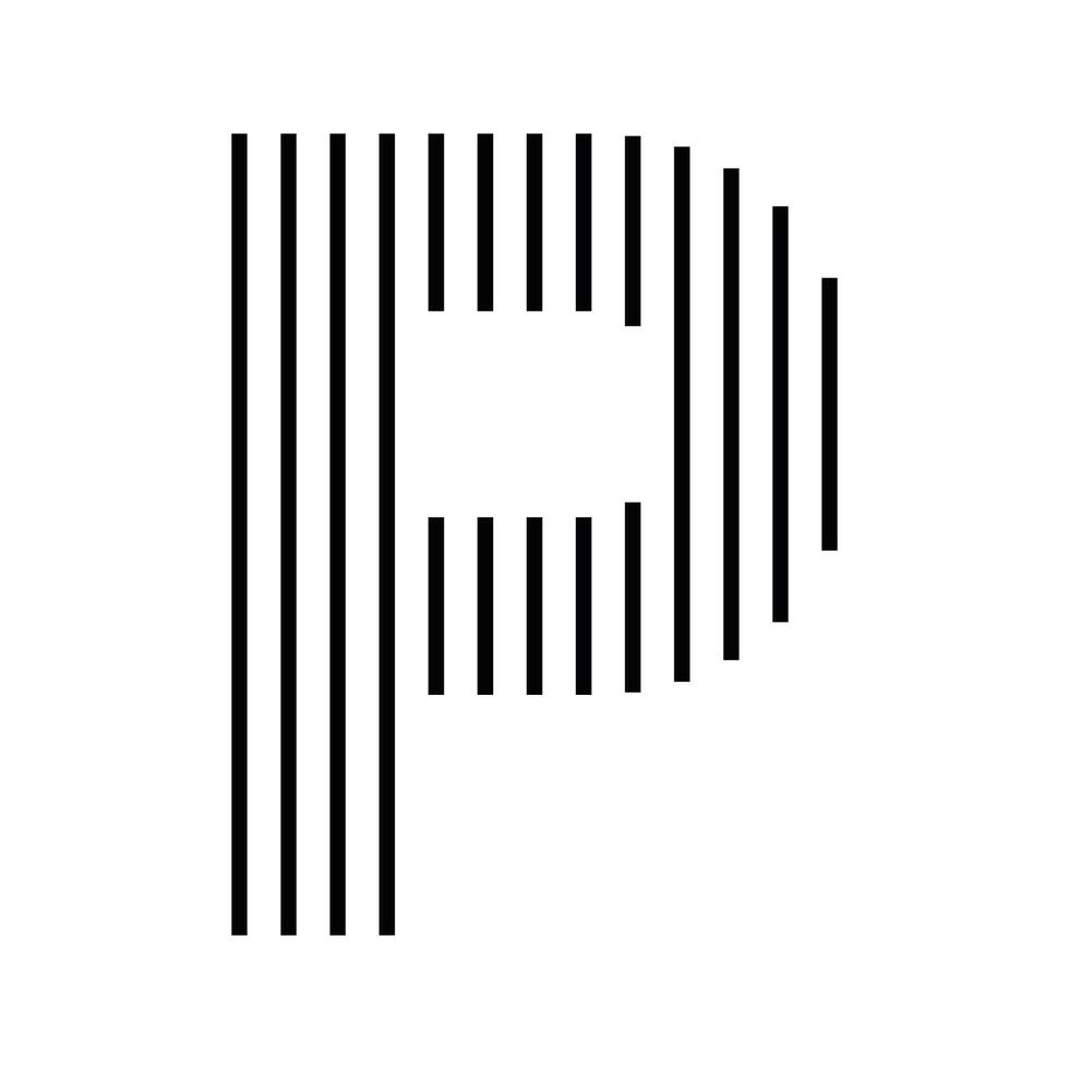 Letter P Initial Monogram Logo Icon Geometric Vertical Stripe Lines vector