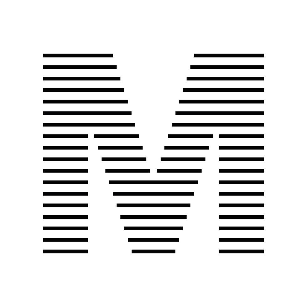 Letter M Initial Monogram Logo Icon Geometric Horizontal Stripe Lines vector