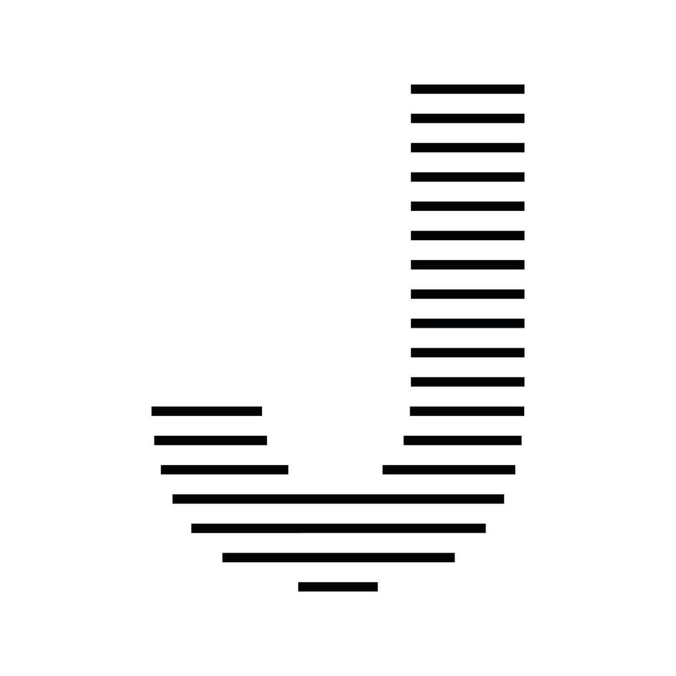 Letter J Initial Monogram Logo Icon Geometric Horizontal Stripe Lines vector