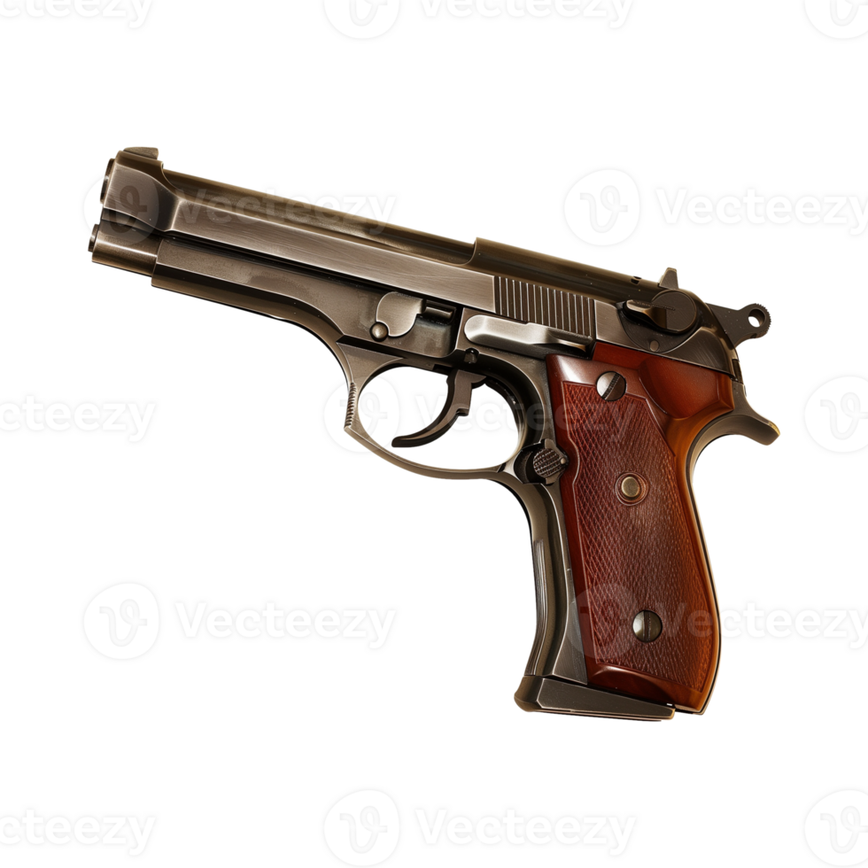 pistols or handguns isolated on a transparent background, cut out png