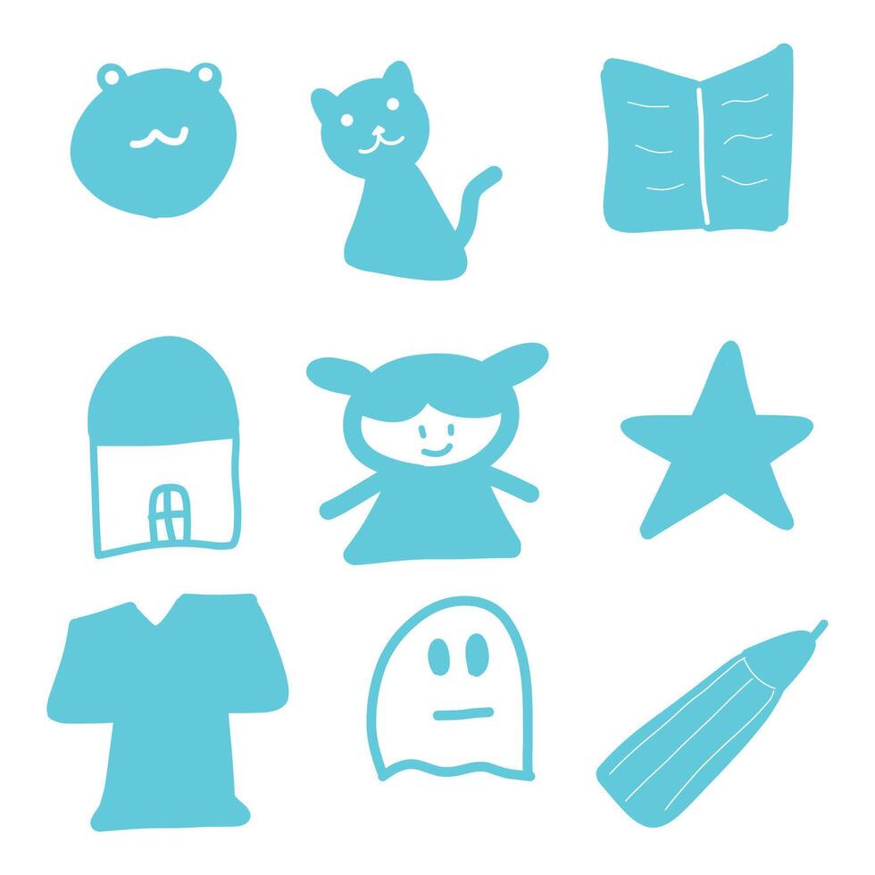 hand drawn children drawing cute doodle illustration vector