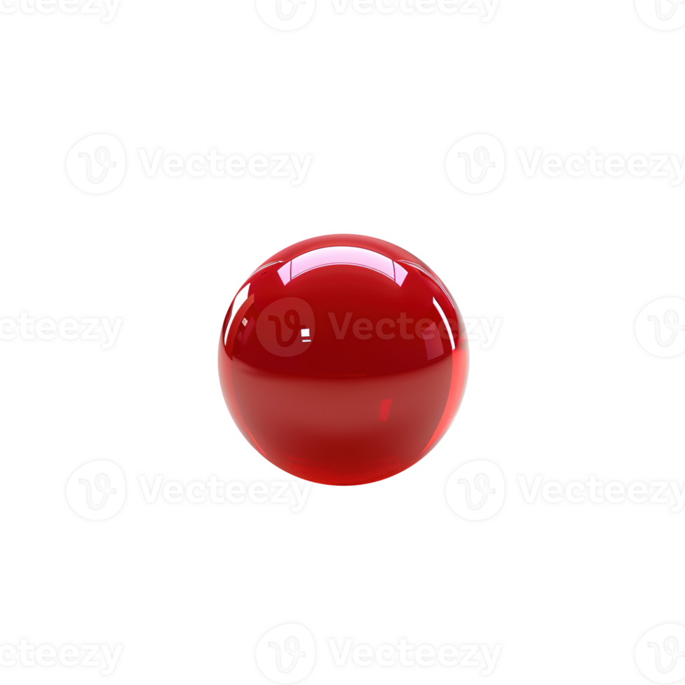 Shiny Red Bubble on Transparent Background - Sphere Ball Bubble Round Glossy Shape Gum Object 3D png