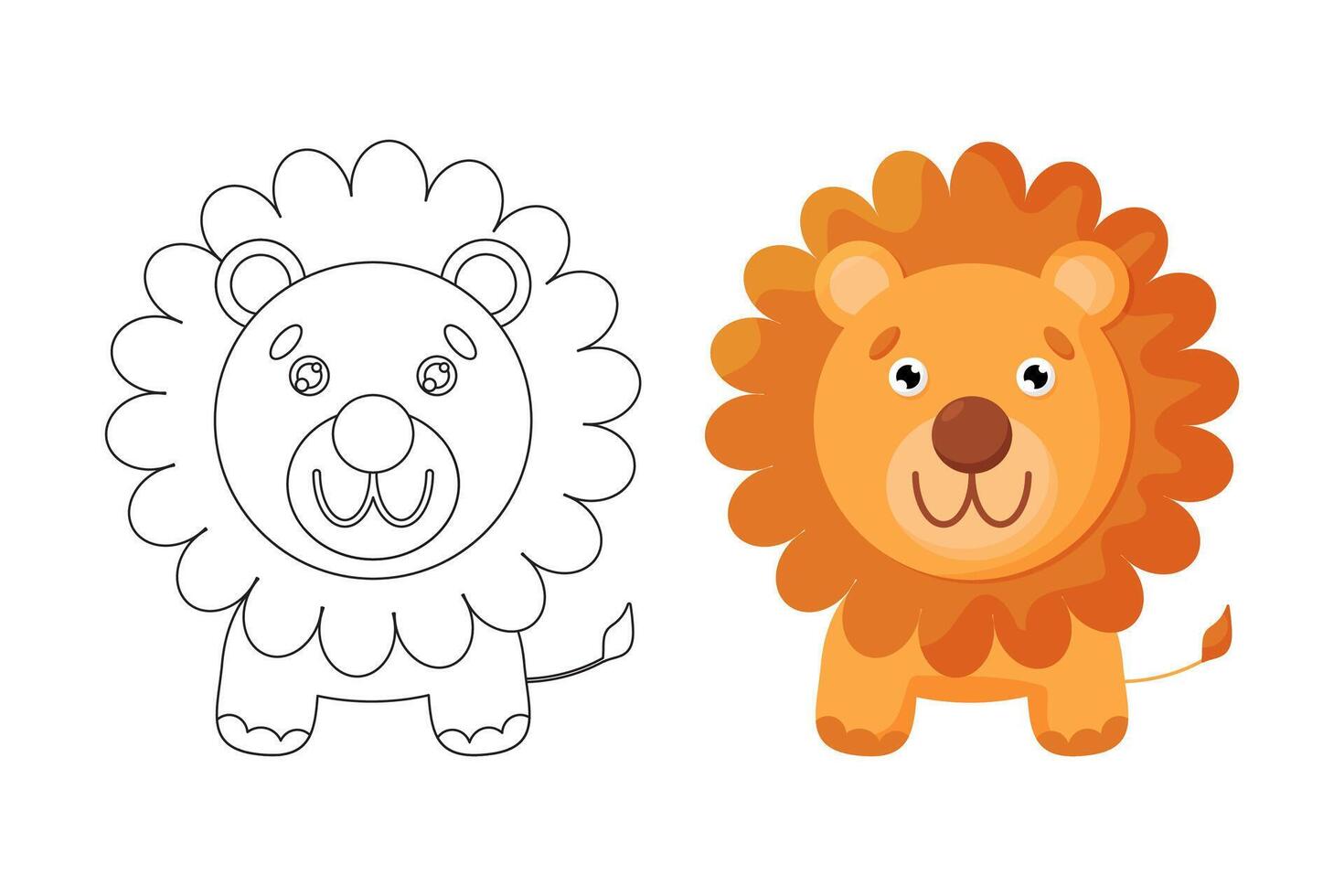Coloring Page of Cute Lion, can train your childrens imagination and train childrens creativity and get to know colors vector