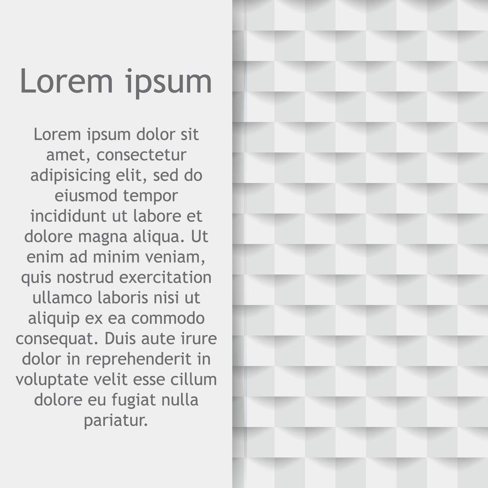 Abstract 3d white geometric background with shadow. Checkerboard texture. vector