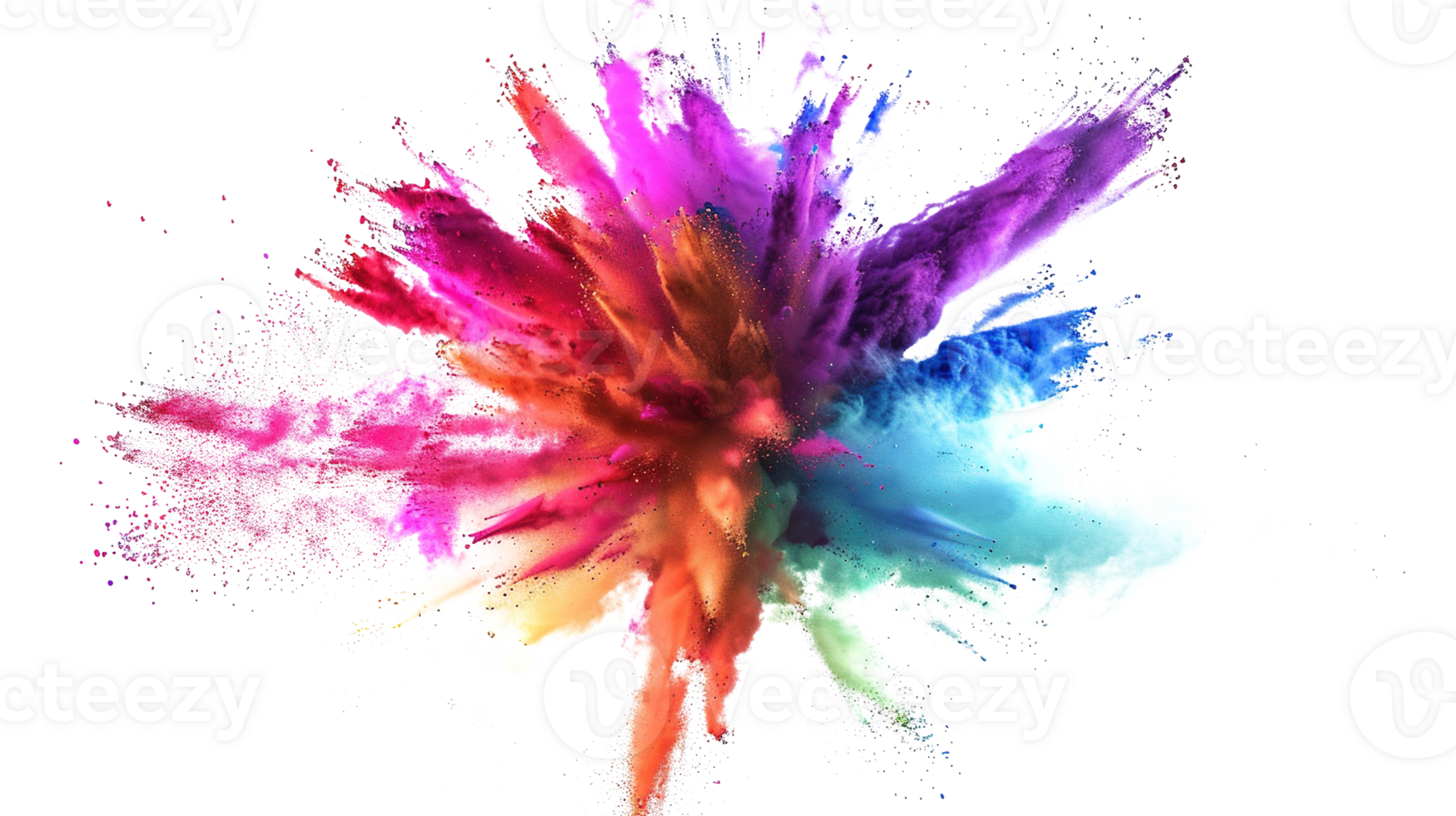 Abstract Colorful Colourful Holi Paint Powder Festival Explosion Burst on Transparent Background - Paint Isolated Splash Explode Smoke Dust Spray Cloud Gas Ink Blooming Smog Splatter Fume png