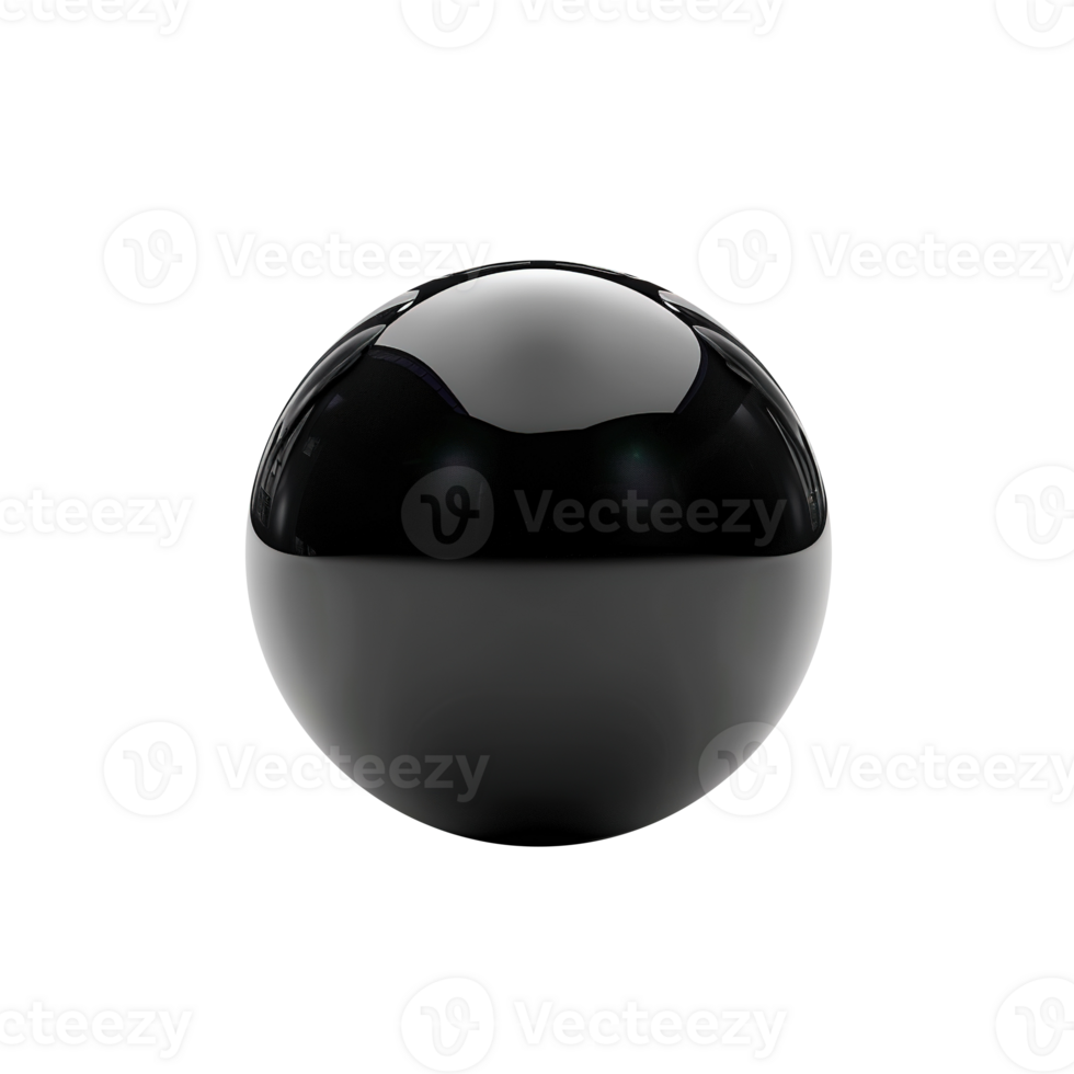 Shiny Black Bubble on Transparent Background - Sphere Ball Bubble Round Glossy Shape Gum Object 3D png