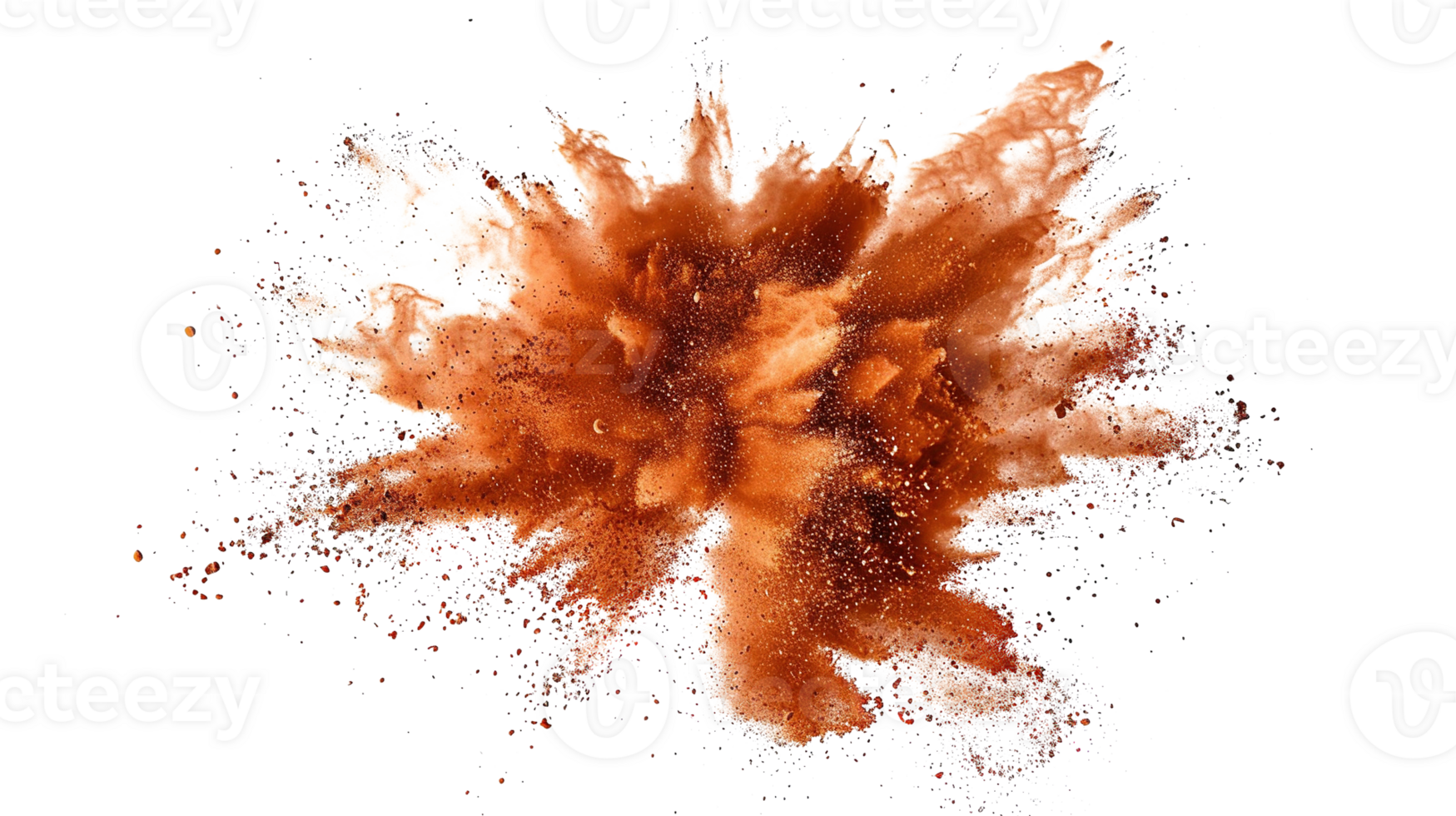 Abstract Brown Color Holi Paint Powder Festival Explosion Burst on Transparent Background - Paint Isolated Splash Explode Smoke Dust Spray Cloud Gas Ink Blooming Smog Splatter Fume png