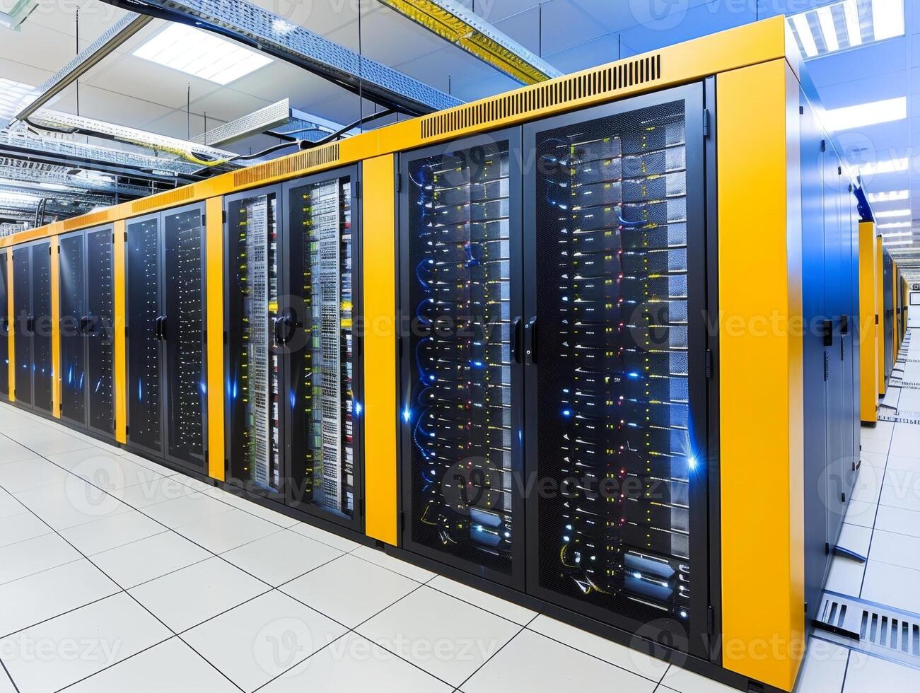Network servers storing data in a modern data center photo